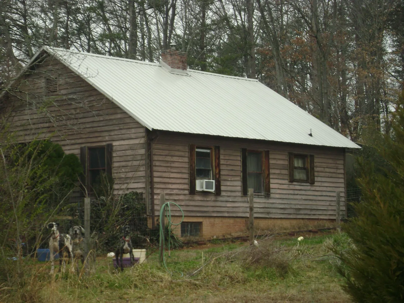 White metal roof on an old wood sided farmhouse, from a Metal Roof Installation job in Antelope